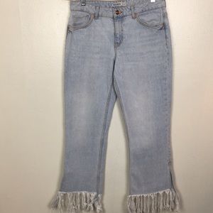 Zara Frayed Hem High waist Flare Jeans